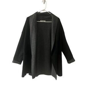 TOMMY BAHAMA Sweater Womens‎ Sz XS Black Gray Open Cardigan Wool Cashmere Preppy